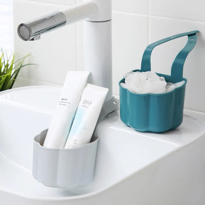 Nordic style plastic sink drain basket in dark blue colour measuring 20cm by 10cm