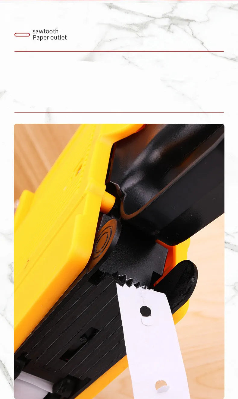 Manual supermarket price labelling machine in blue, red, or yellow with ink roller and paper rolls