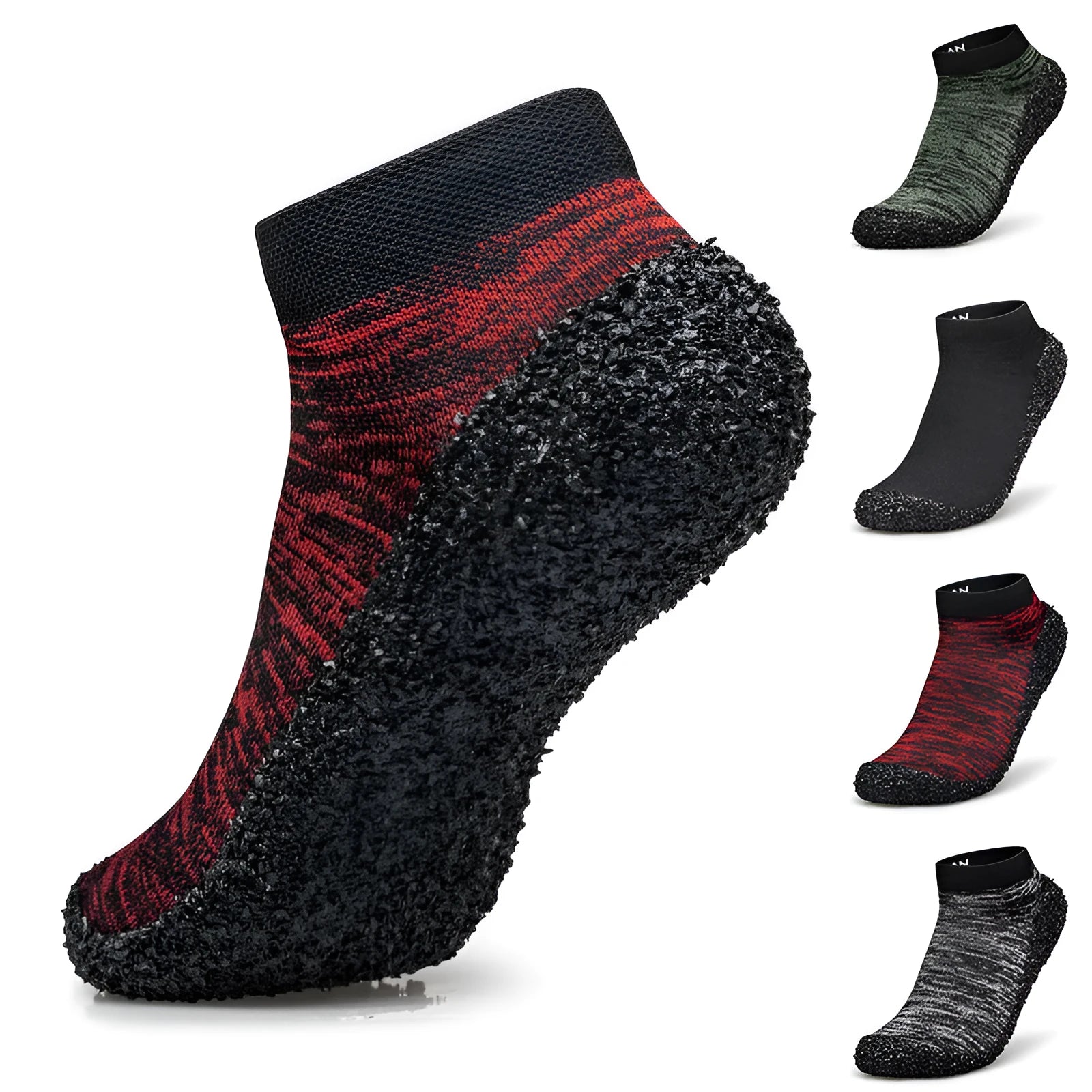 Multifunctional high top water shoes for couples in grey, red, black, and green with Gore-Tex lining and VIBRAM sole