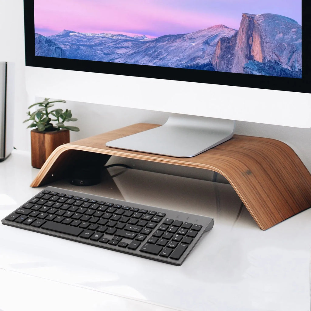 Wireless keyboard mini silent ultra-thin 104-key iron grey with Nano USB receiver stored on back