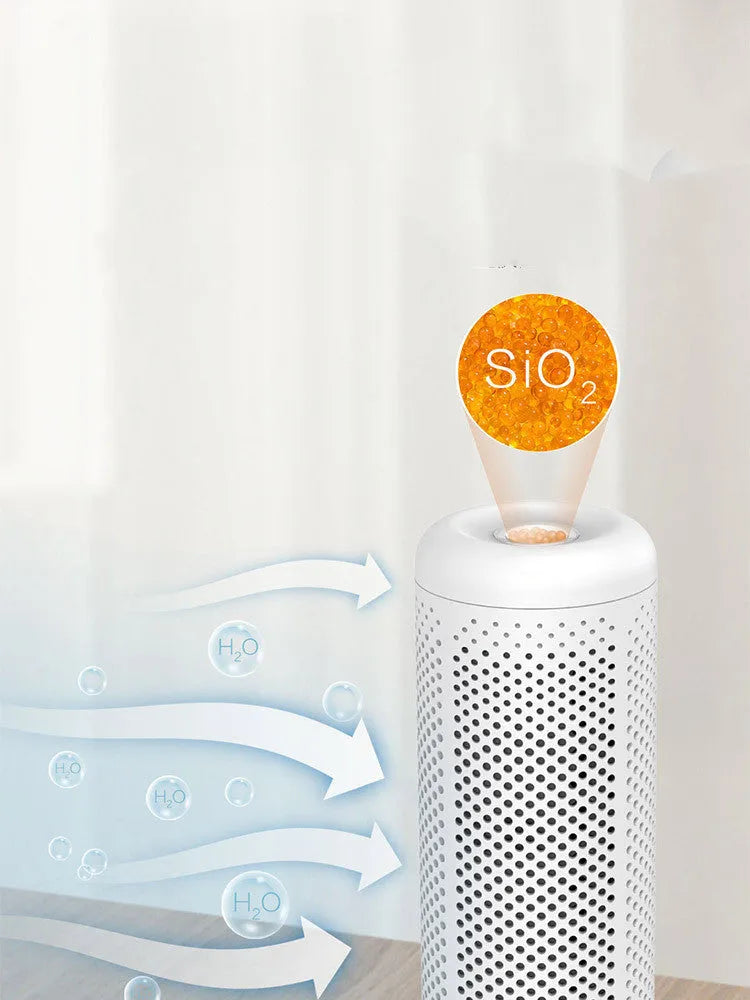 White small indoor household dehumidifier with 1 litre water tank capacity