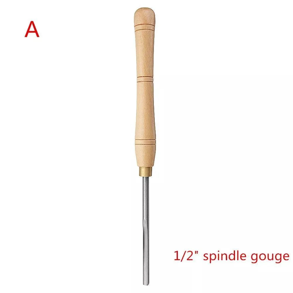 High-end 8-piece woodturning chisel set mounted in a wooden storage box.