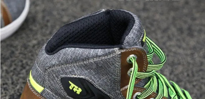 Motorcycle casual short boots for men in black or grey, showing breathable summer design and non-slip sole.