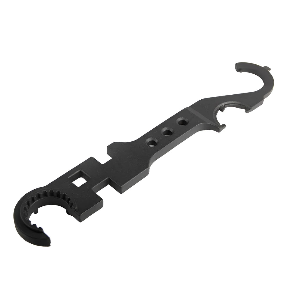 Black all-steel combination wrench for AR15 M4 maintenance on a neutral background.