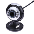 USB web camera with six white LED lights around the lens for night vision video calls