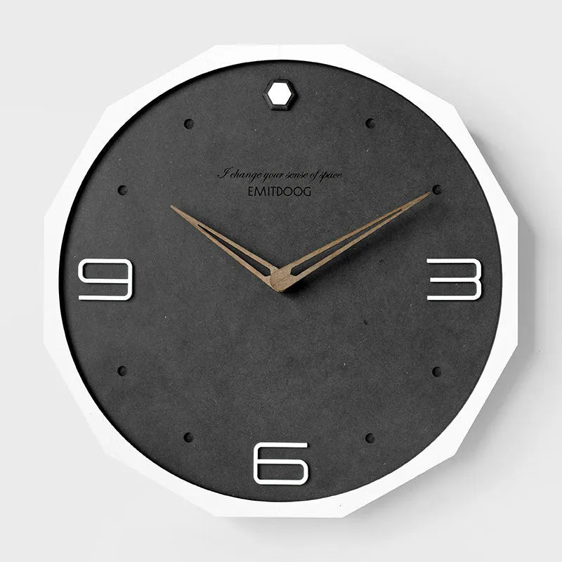 12-inch round Nordic minimalist wall clock with Geralt mirror material in four colour options