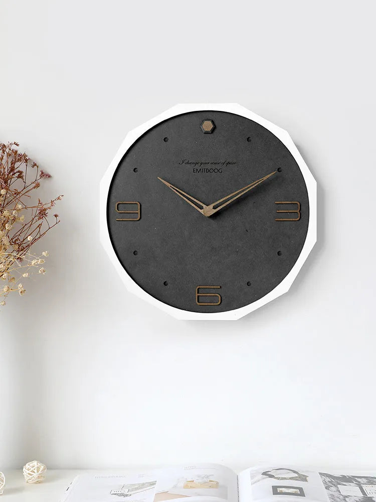 12-inch round Nordic minimalist wall clock with Geralt mirror material in four colour options
