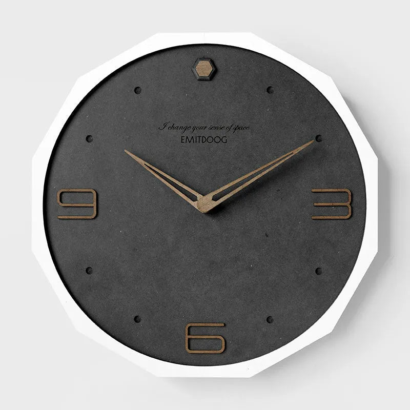 12-inch round Nordic minimalist wall clock with Geralt mirror material in four colour options