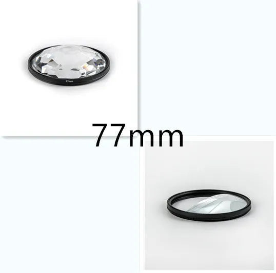 77mm rotating half moon mirror split focus filter for DSLR cameras with microfiber cloth and storage bag