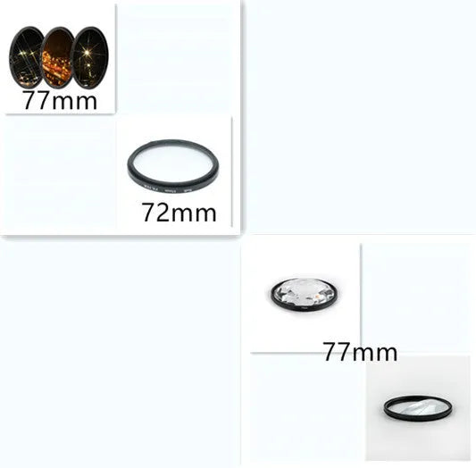 77mm rotating half moon mirror split focus filter for DSLR cameras with microfiber cloth and storage bag