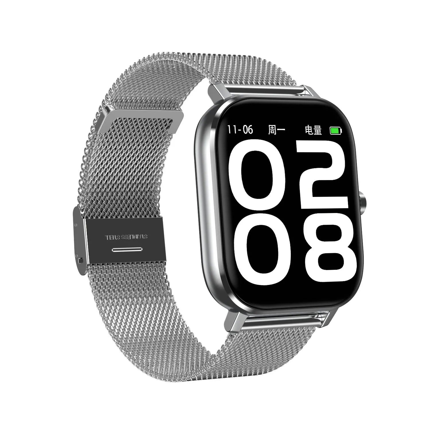 Smart bracelet with 1.54-inch screen showing health metrics including ECG, blood pressure and blood oxygen readings