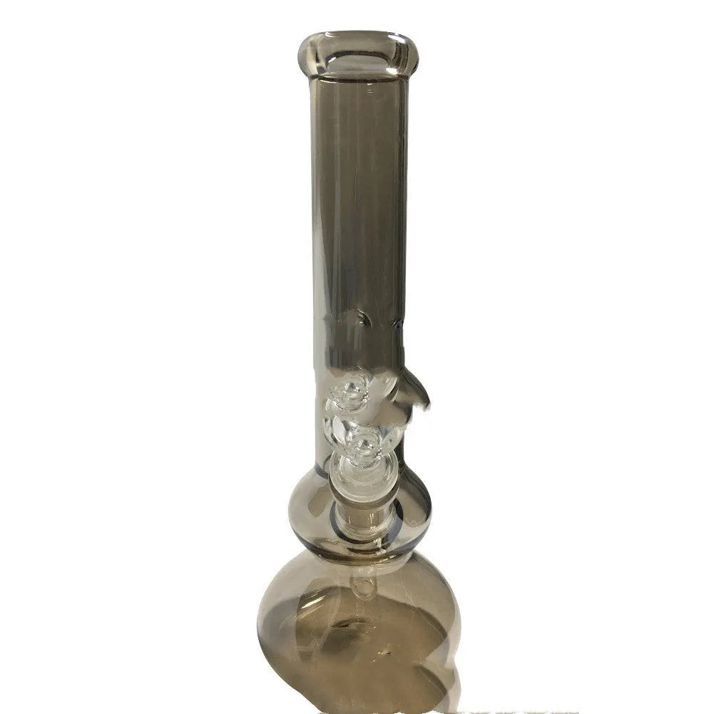 Clear colourful geometric glass vase on a table as a modern decorative centrepiece.