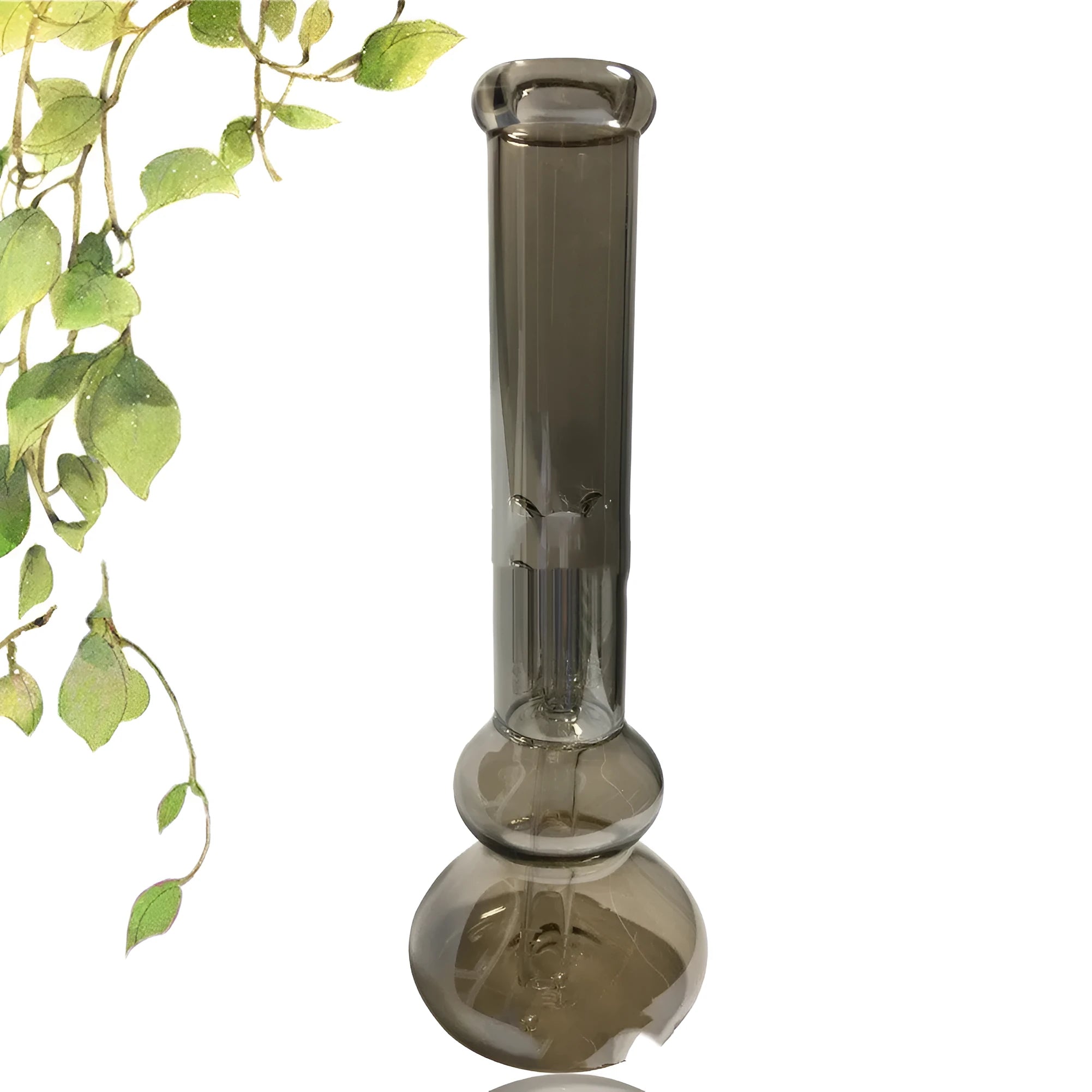 Clear colourful geometric glass vase on a table as a modern decorative centrepiece.