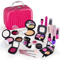 21-piece children's simulation makeup toy set in pink leather-look handbag with bronzing gift box