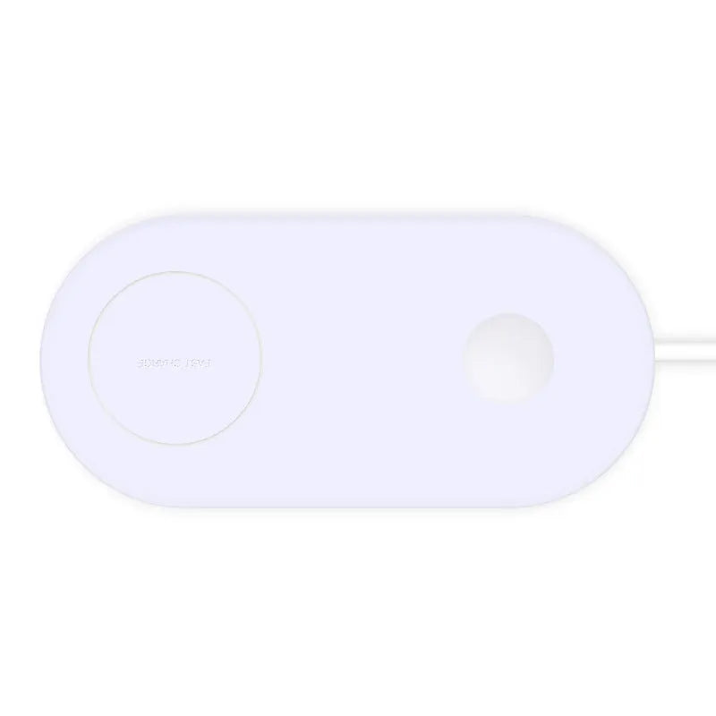 White dual wireless charging station for two mobile phones