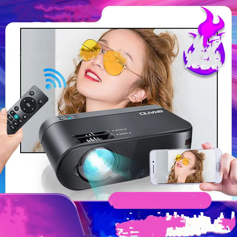 Android wifi wireless projector with AI voice control and 8K Blu-ray lens for mobile phone projection