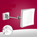 Stainless steel folding bathroom mirror lamp with illuminated frame measuring 200x200mm