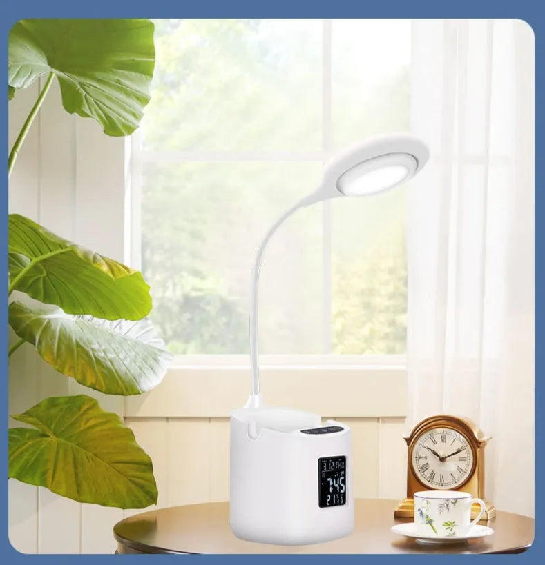 White desk lamp with eye protection USB charging touch switch for study and reading