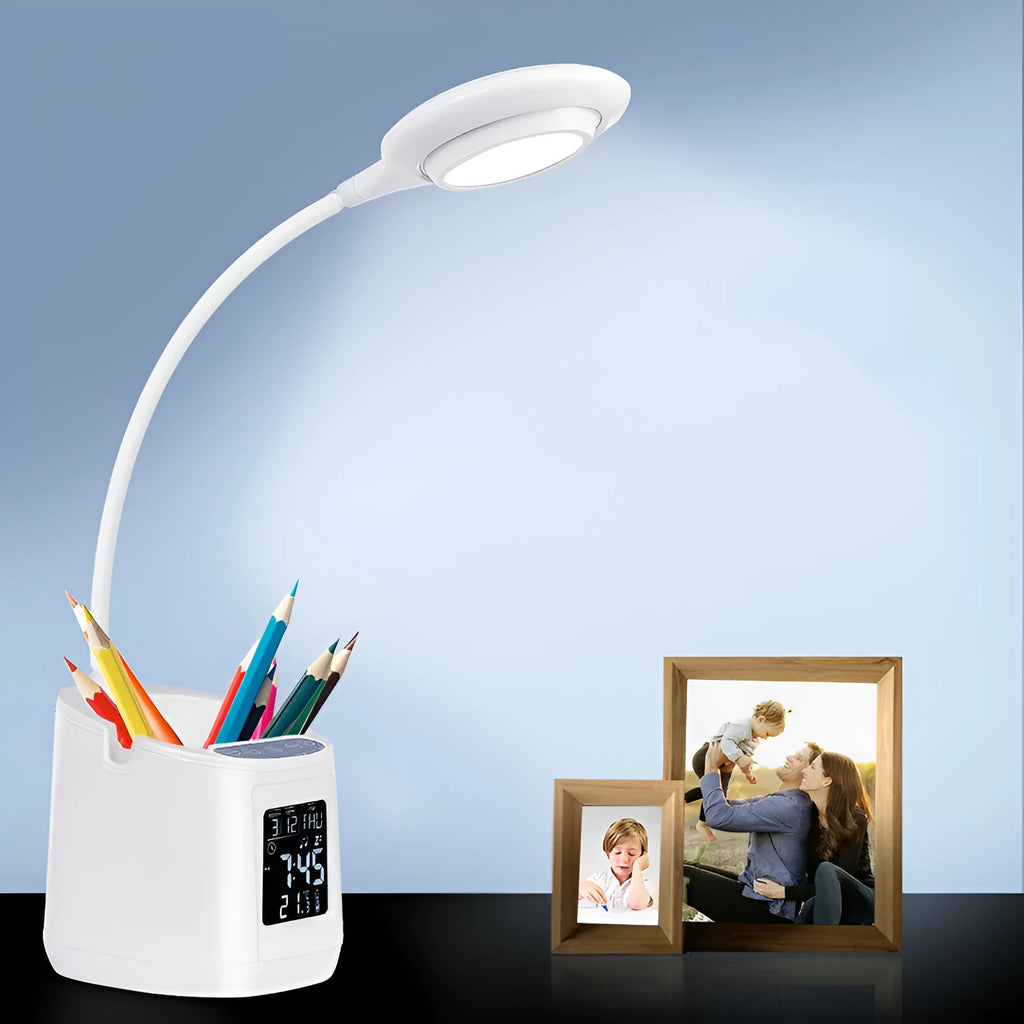 White desk lamp with eye protection USB charging touch switch for study and reading