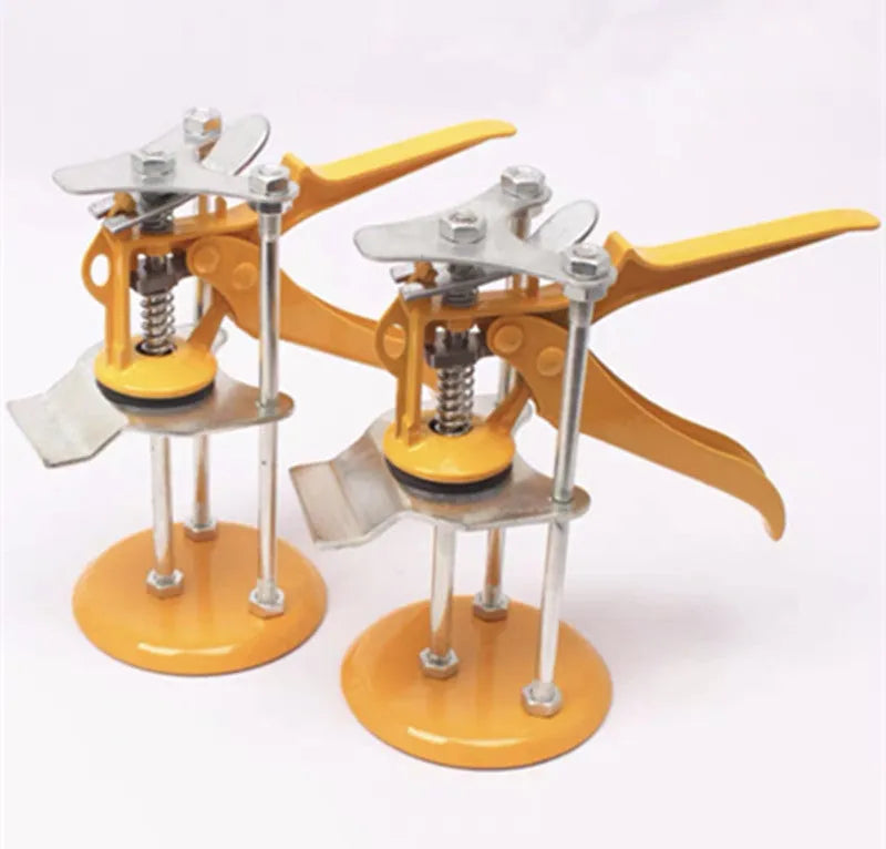 Adjustable tile raising locator with electroplated metal finish for concrete processing