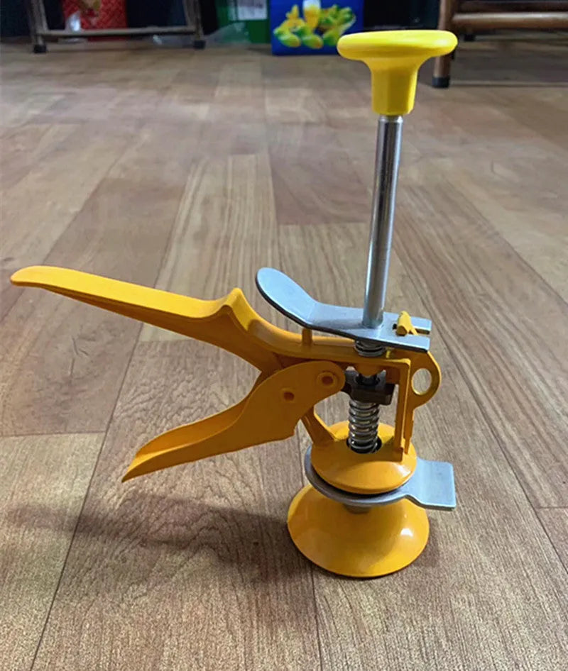 Adjustable tile raising locator with electroplated metal finish for concrete processing