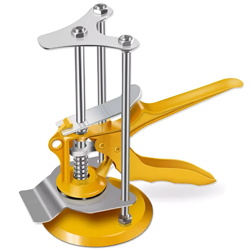 Adjustable tile raising locator with electroplated metal finish for concrete processing