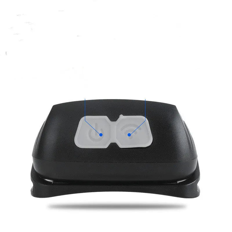 Black and blue USB rechargeable sensor headlight with white and red LED lights