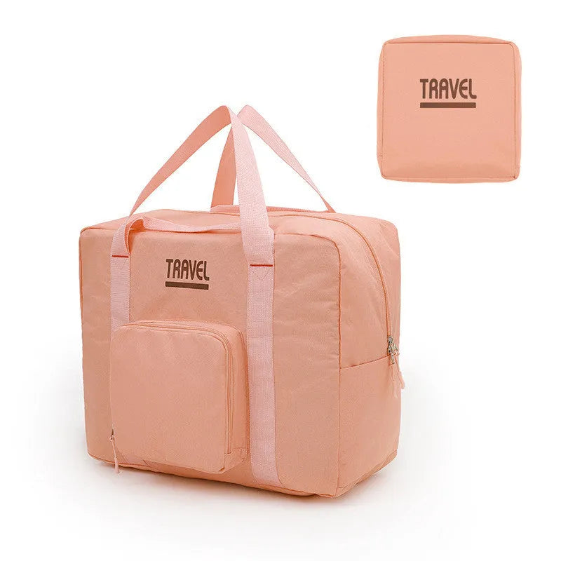 Cube-shaped travel storage bag in oxford cloth with zip closure for clothing organisation