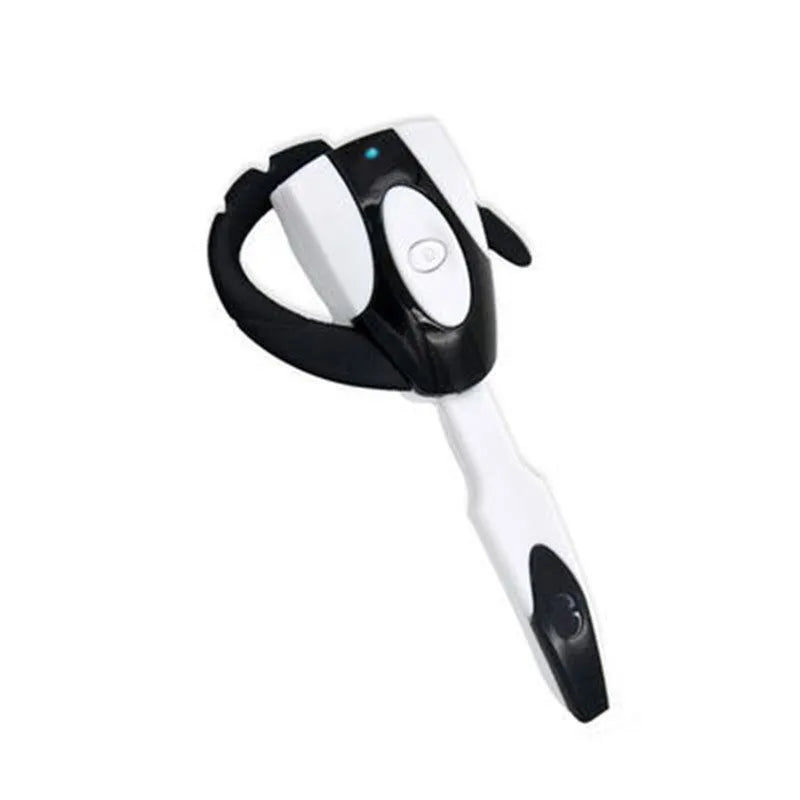 A single over-the-ear Bluetooth headset for hands-free calls, shown in various colours.