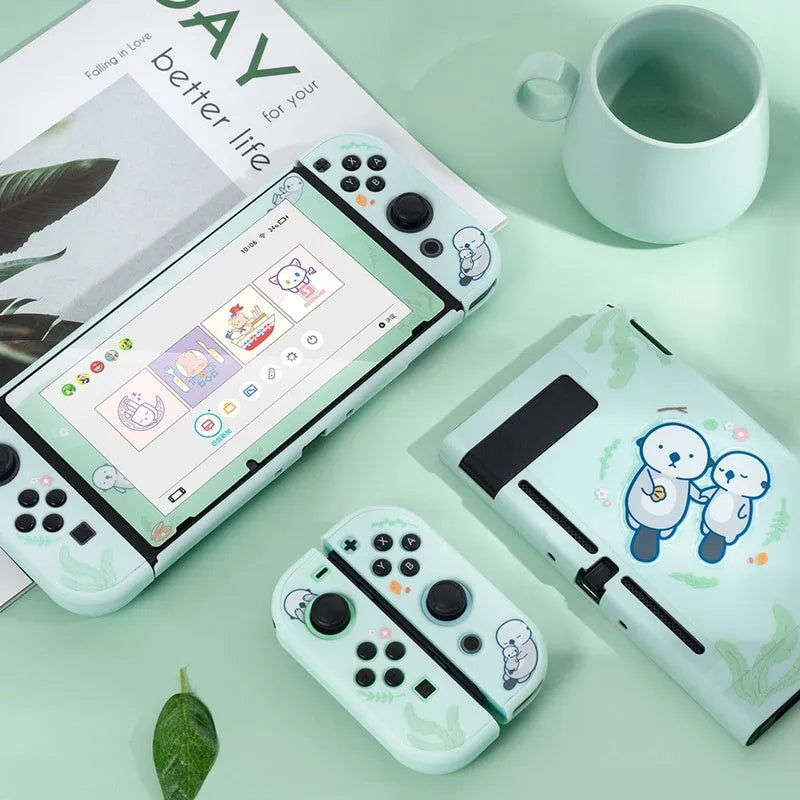 Silicone protective shell case with back grip for Nintendo Switch Lite console in selected style color
