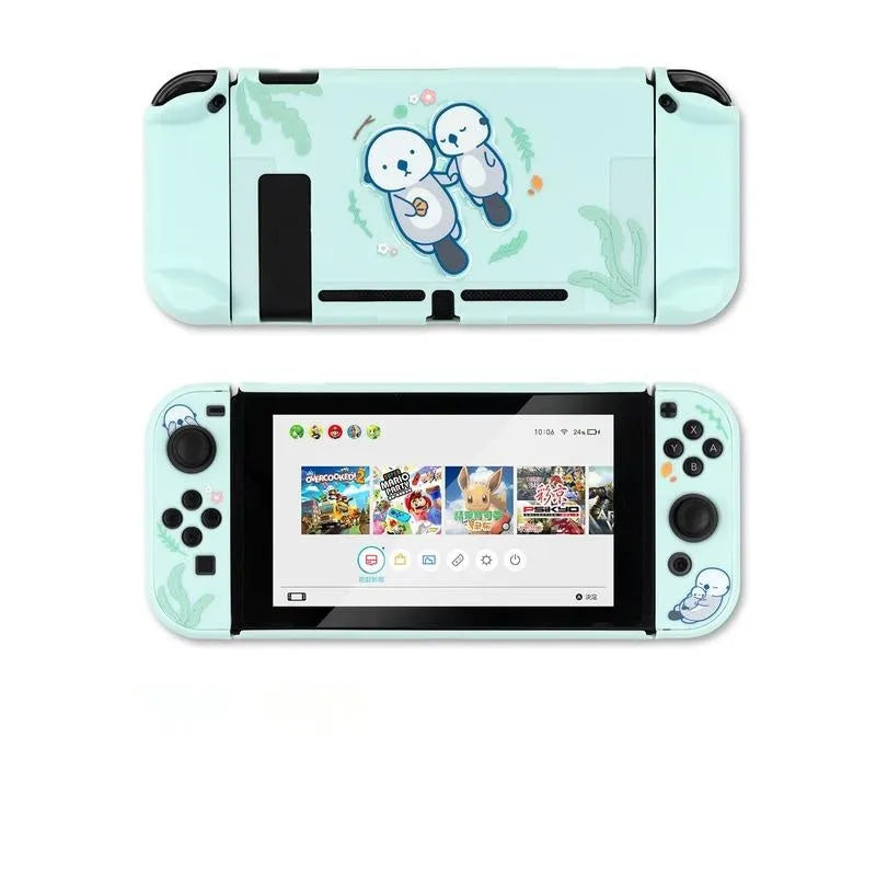 Silicone protective shell case with back grip for Nintendo Switch Lite console in selected style color