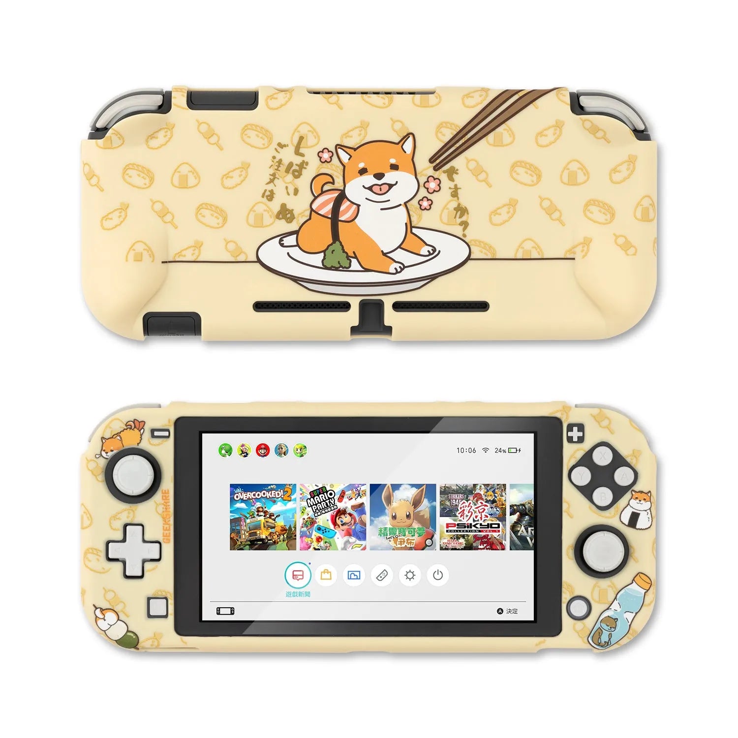 Silicone protective shell case with back grip for Nintendo Switch Lite console in selected style color