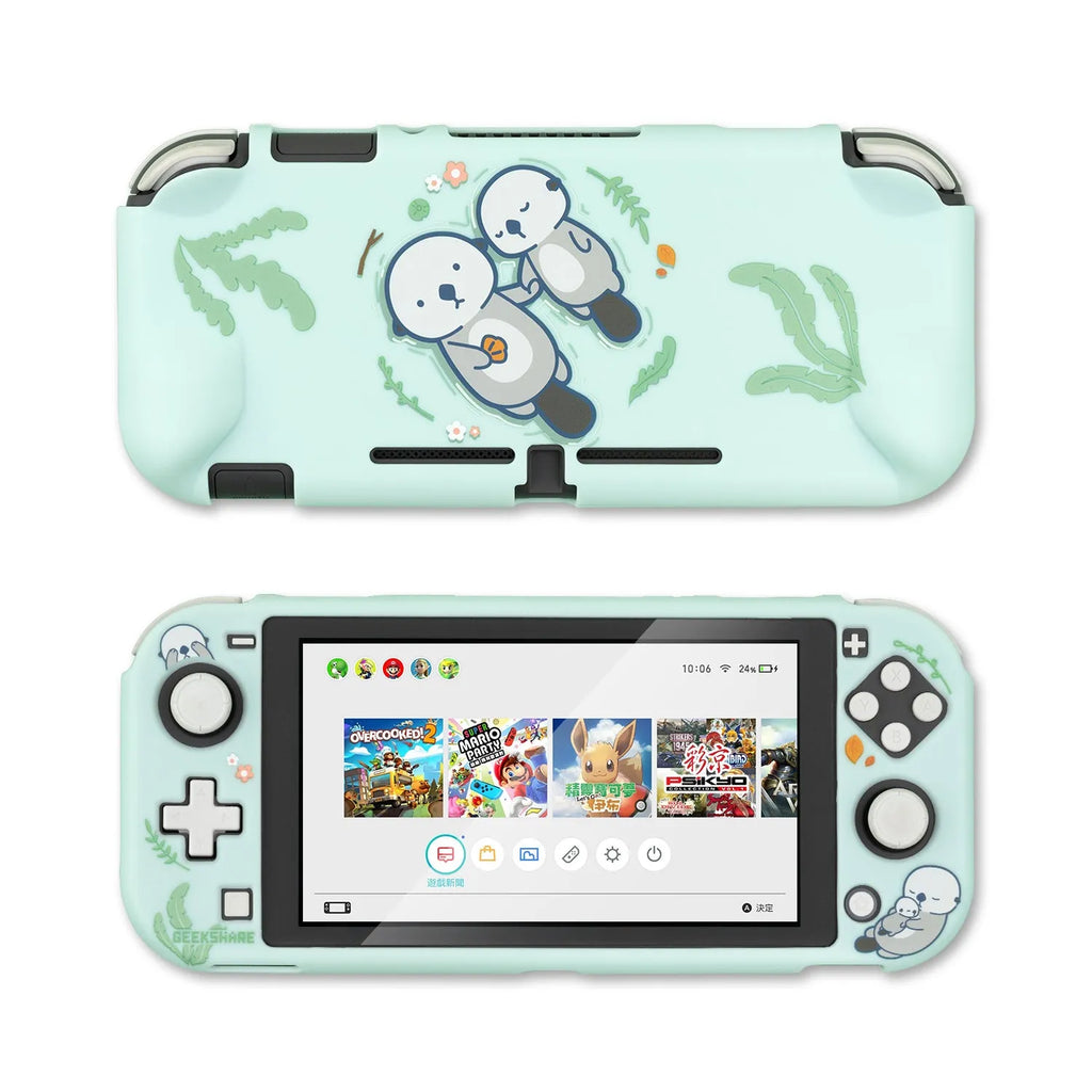 Silicone protective shell case with back grip for Nintendo Switch Lite console in selected style color