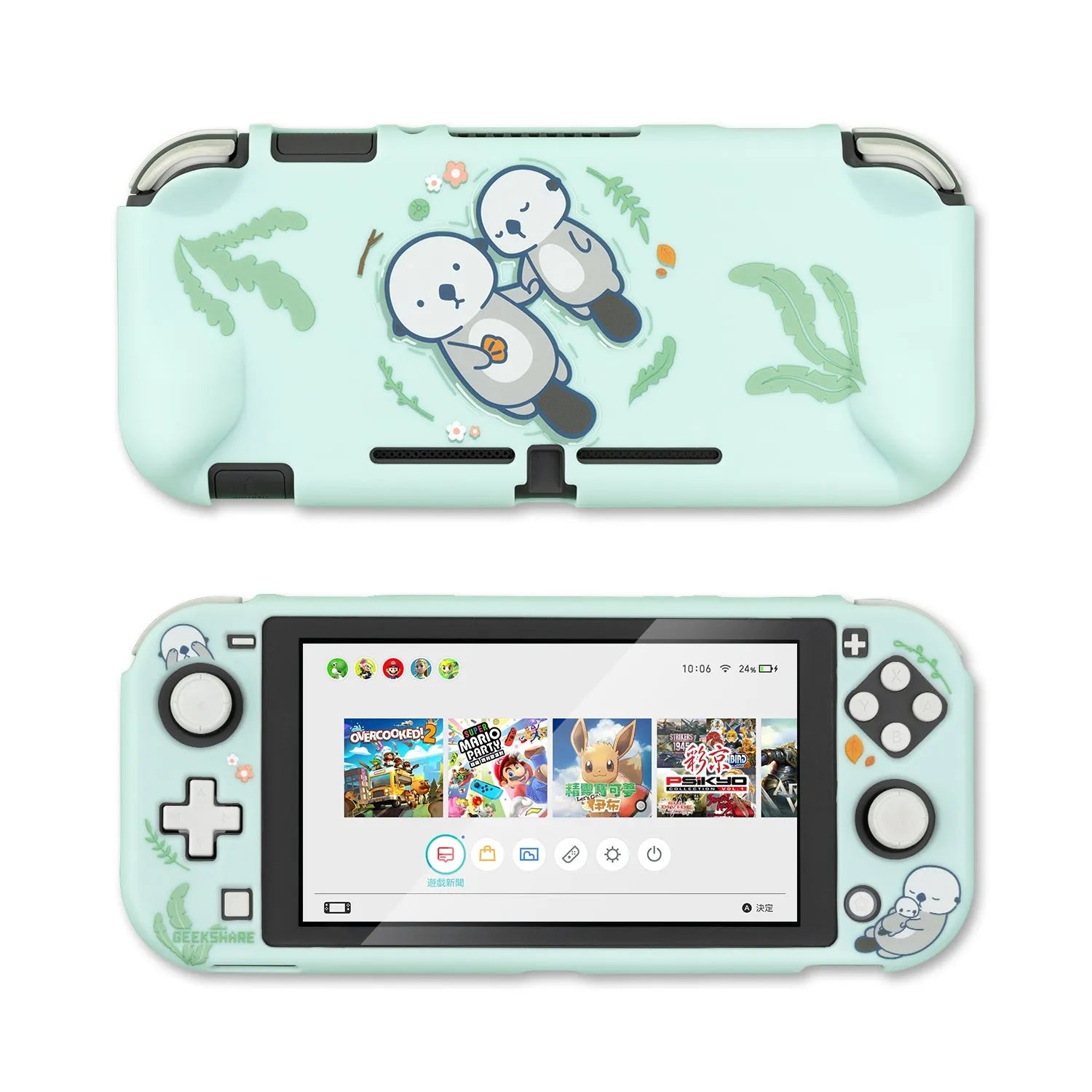 Silicone protective shell case with back grip for Nintendo Switch Lite console in selected style color