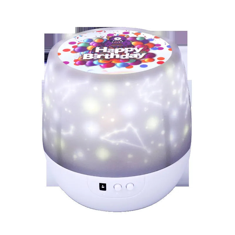 Cartoon-style starry sky projector lamp projecting constellation patterns on wall