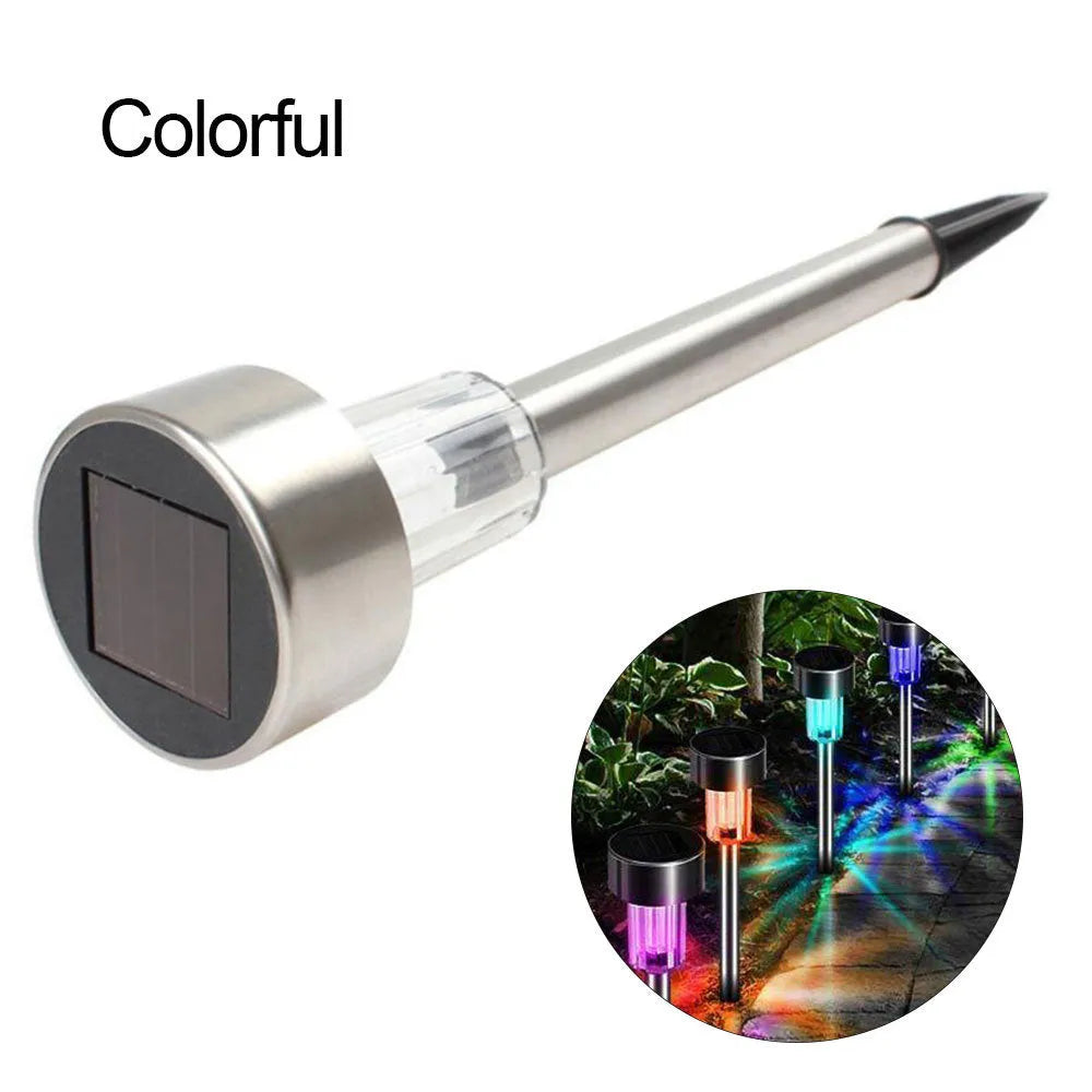 Stainless steel garden landscape light with pastoral design standing 29.5cm tall.