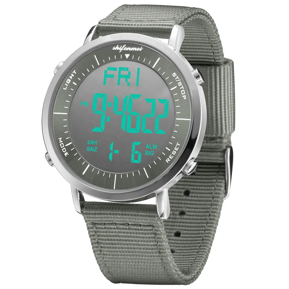 Shifenmei digital sports watch with 10m water resistance and casual style