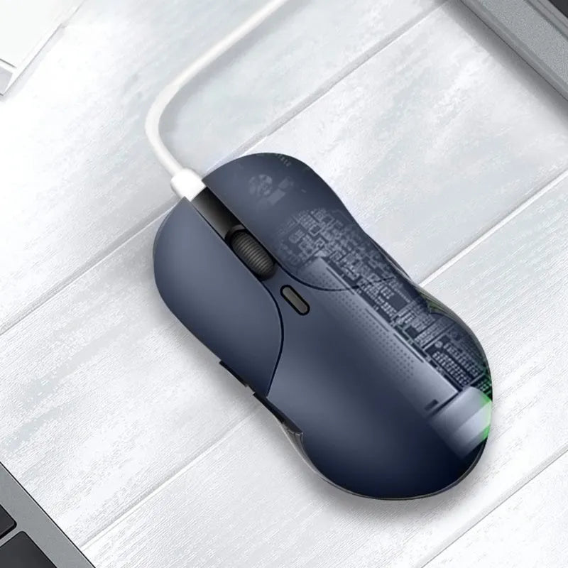 Blue wireless voice translation mouse with voice control buttons and 2.4G receiver