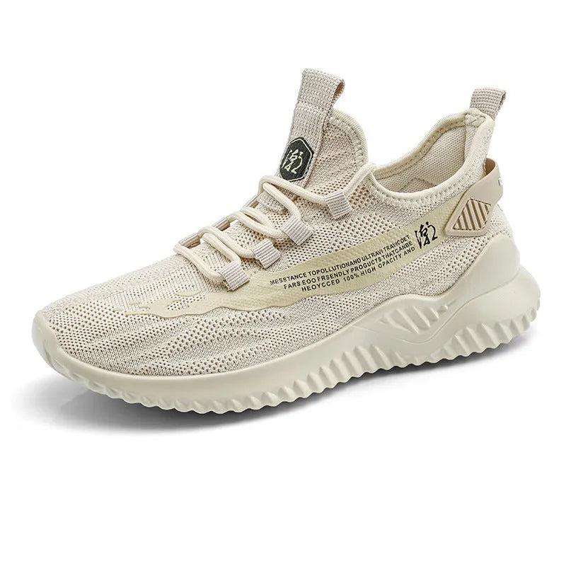 Men's low-cut white mesh sports shoes with rubber sole and lace-up front.