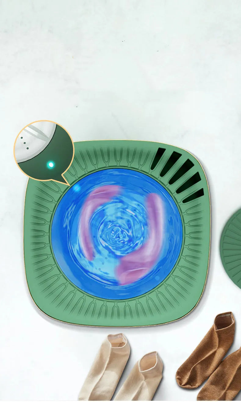 Green and white mini portable washing machine for underwear with ozone sterilisation feature