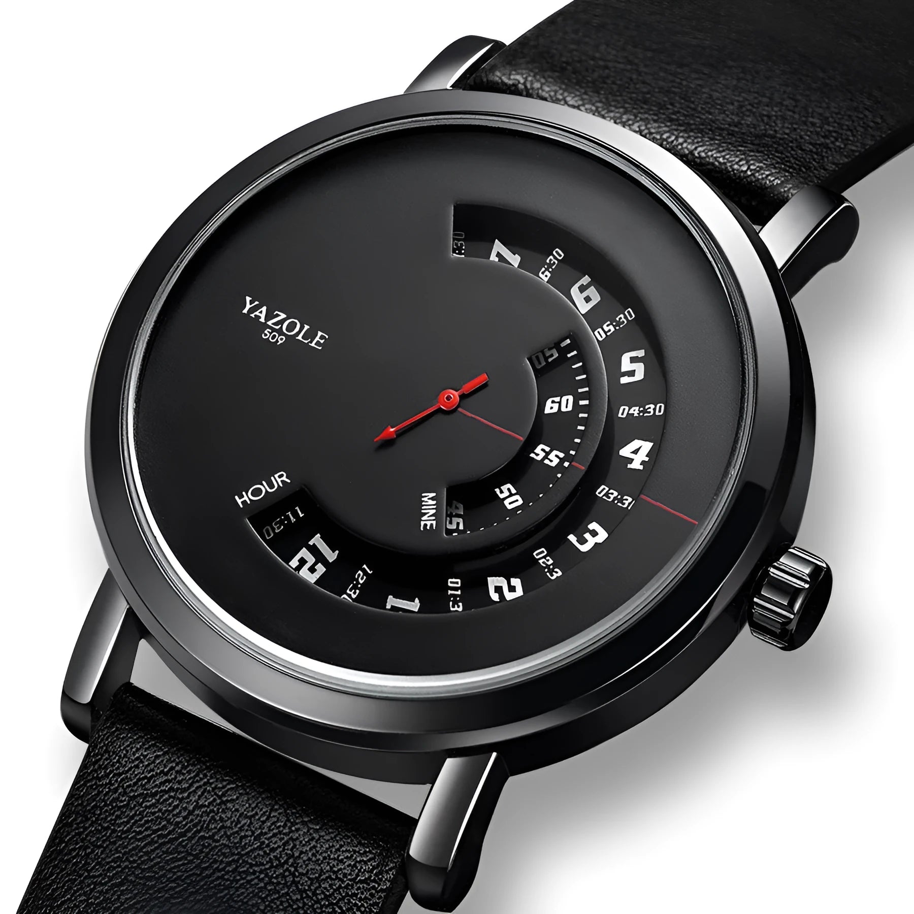 Men's waterproof quartz watch with turntable design, metal case and 4.1cm diameter dial