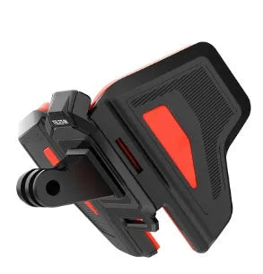 Black GoPro universal motorcycle helmet chin strap mount for sports cameras on a white background.