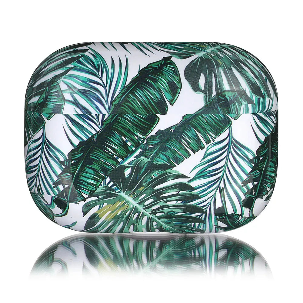Banana leaf tropical design TPU case for AirPods in blue and green colour options
