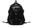 Canvas large 20-35L computer backpack with air cushion straps, black colour, square vertical section