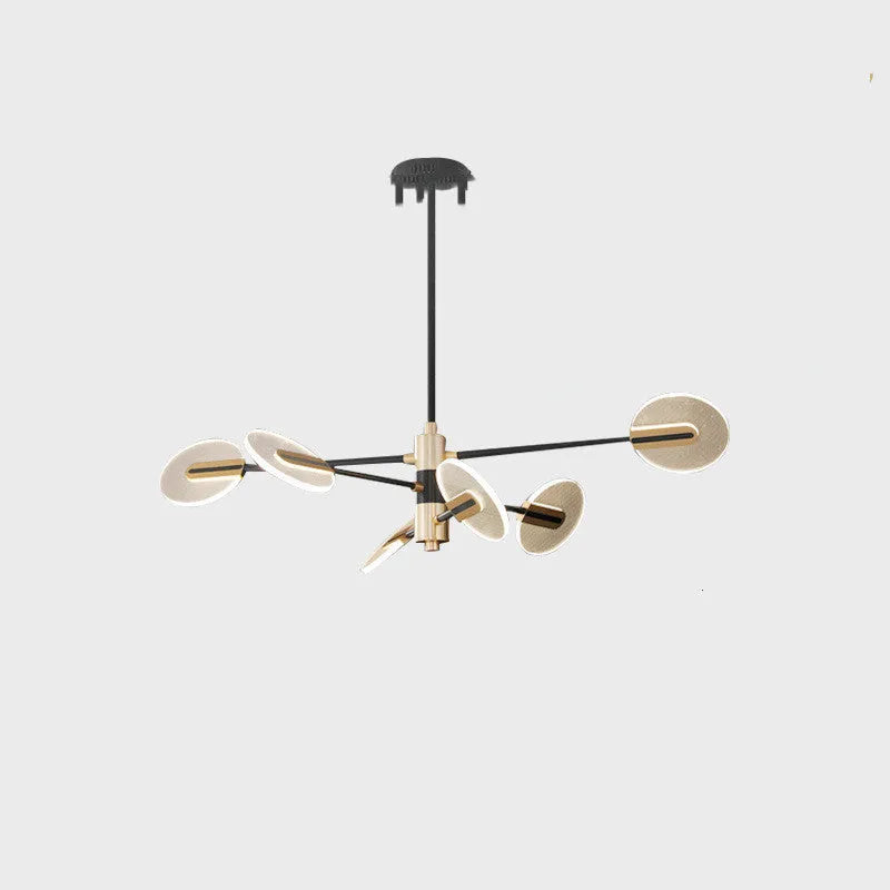 Nordic style iron frame LED pendant chandelier with acrylic body in a multi-head configuration.