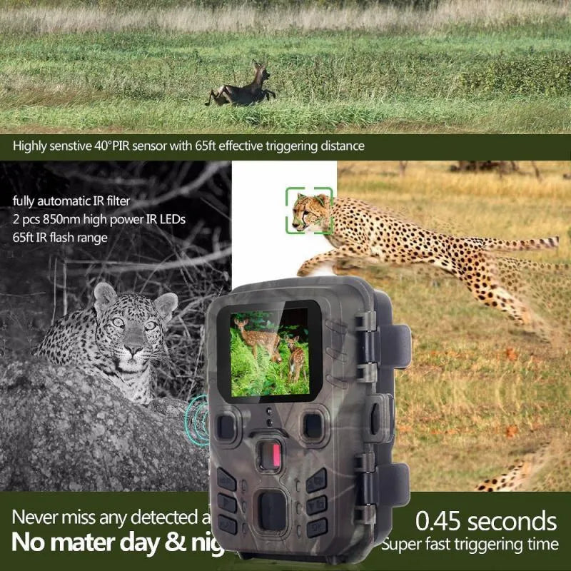 Black infrared night vision monitoring device with 12-megapixel sensor and TF card slot