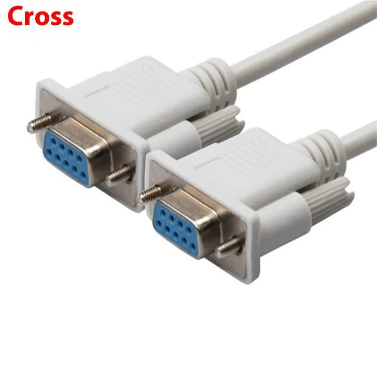 Female to female DB9 serial cable with milky white insulation measuring 1.5 metres in length