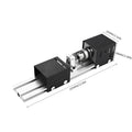Silver mini woodworking lathe metal model with carving tools and 140mm capacity on workbench