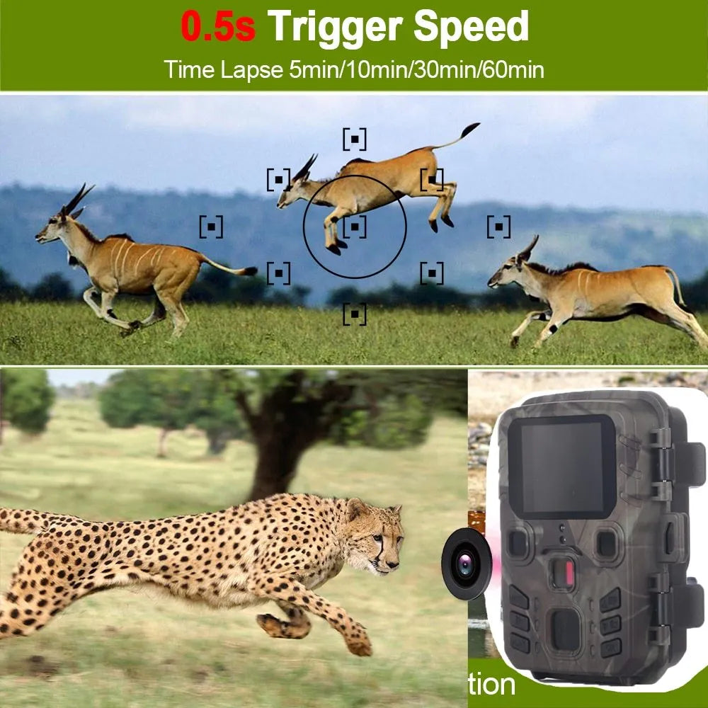 Black infrared night vision monitoring device with 12-megapixel sensor and TF card slot