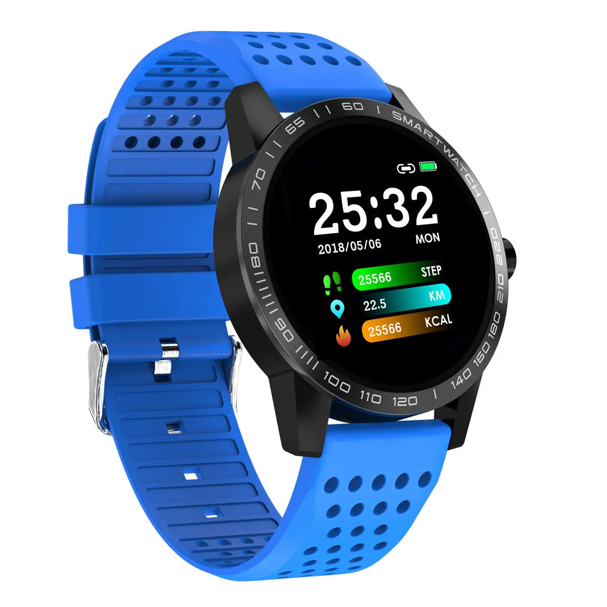 Black smart bracelet with 1.3-inch colour screen showing heart rate monitoring display